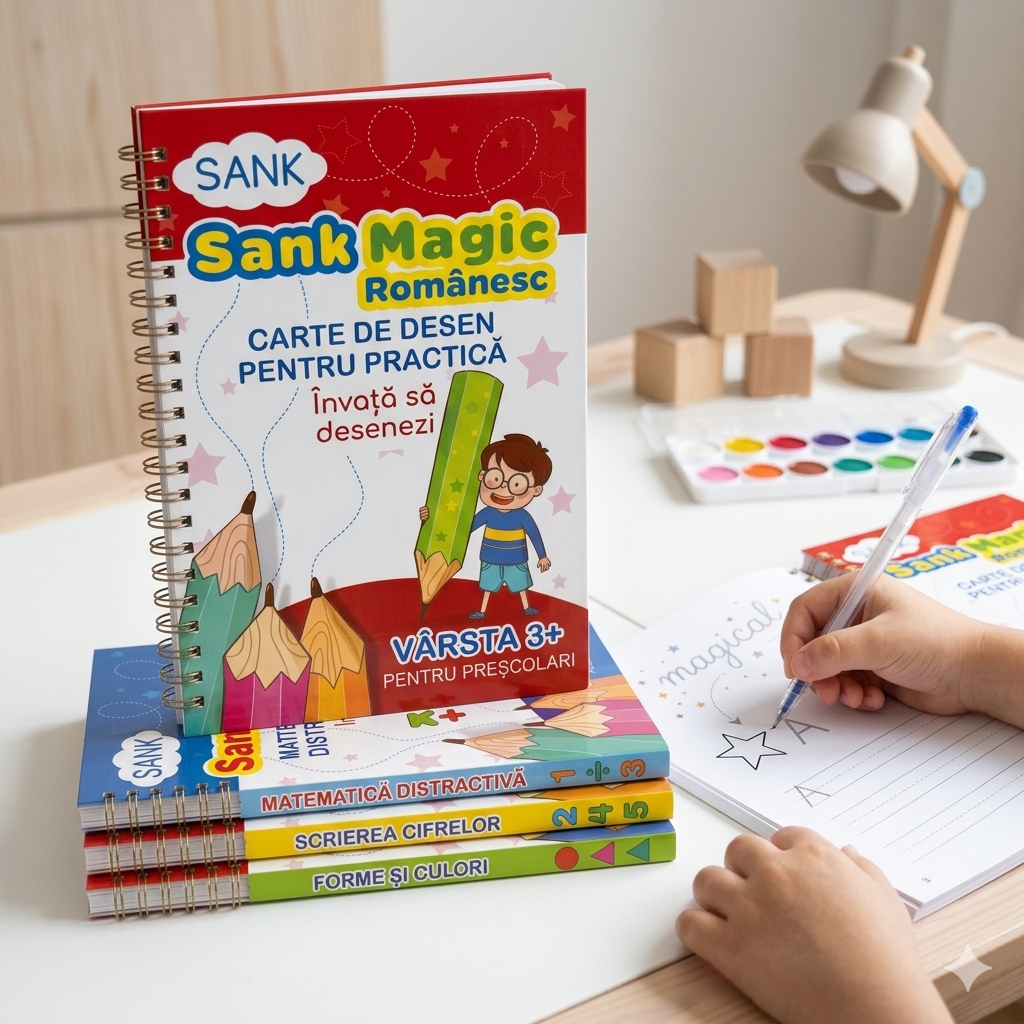 3 Caiete Reutilizabile Caligrafice cu Șanțuri Ghidate
