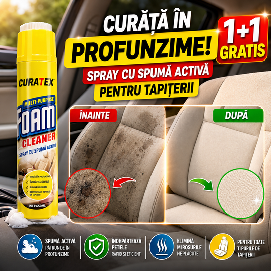 1+1 GRATIS Spray cu spuma activa pentru curatat tapiterie CurateX™