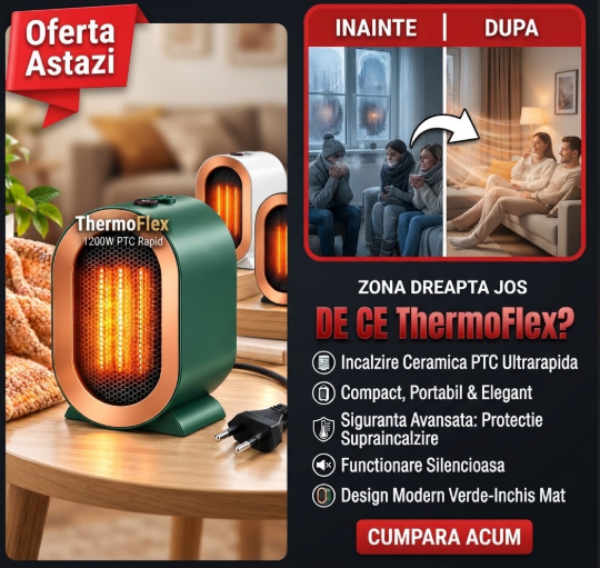 ThermoFlex Pro – Aeroterma Electrica Portabila 1200W, Incalzire Rapida